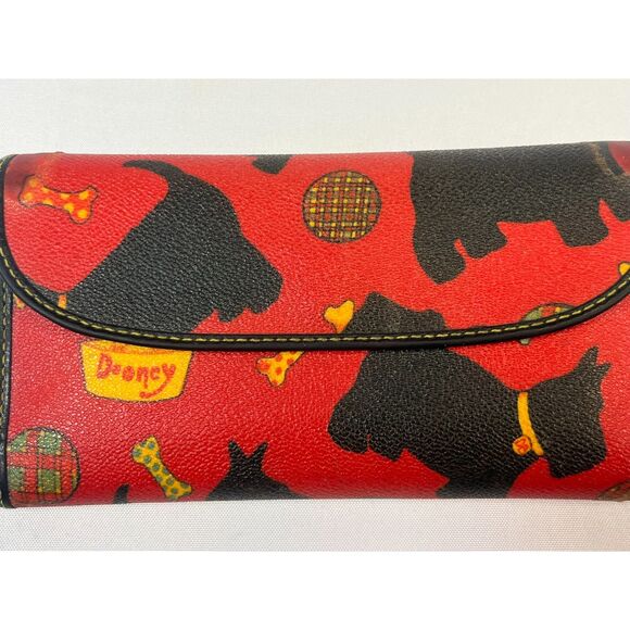 VTG Dooney & Bourke Scottie Dog Red Wallet Clutch Checkbook Card Holder 7" - Picture 2 of 16